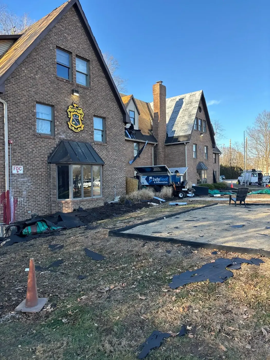 Storm damage documentation on a Allisonville commercial building