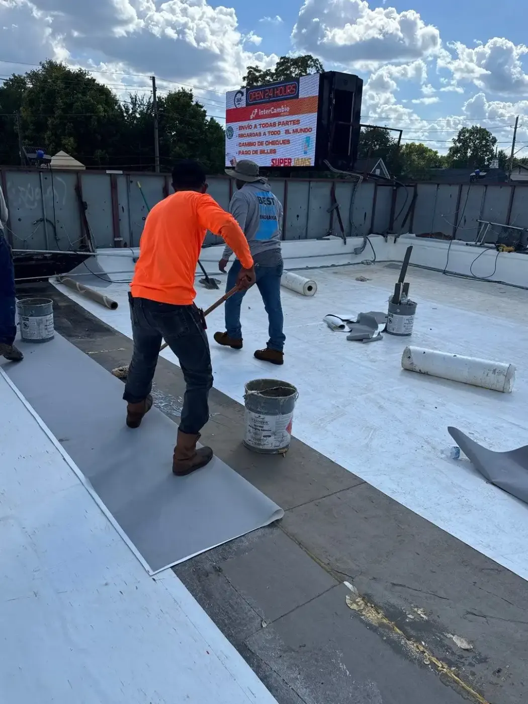 Commercial roof inspection documented in Allisonville
